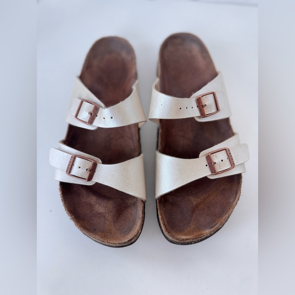 Birkenstock Sydney Graceful Pearl White Slip On Sandals Shoes